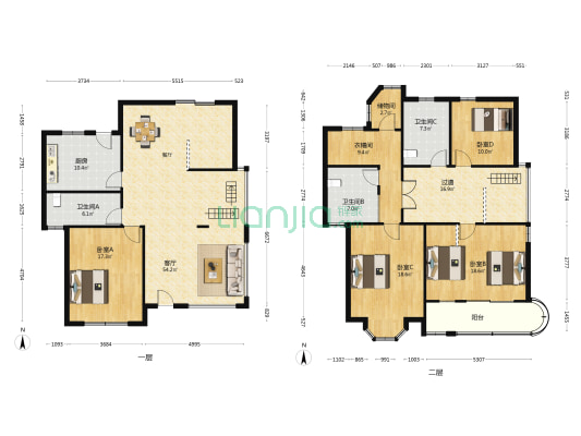 叶茂别墅 4室1厅3卫 197平方