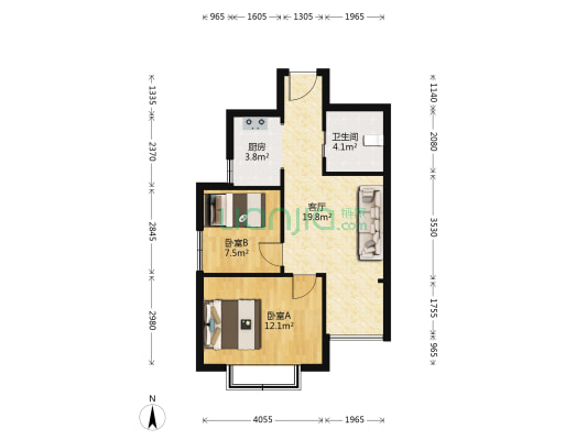 和睦路128号 2室1厅1卫 64平方