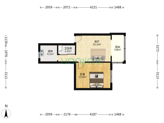 芳村大道中 1室1厅1卫 49平方