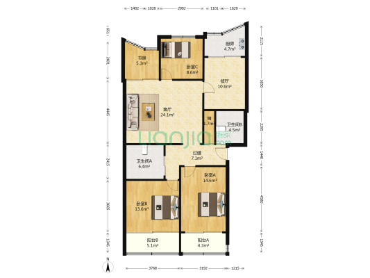 新府花园 4室2厅2卫 118平方