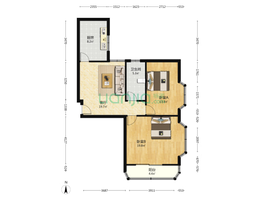 新路大楼 2室1厅1卫 90平方