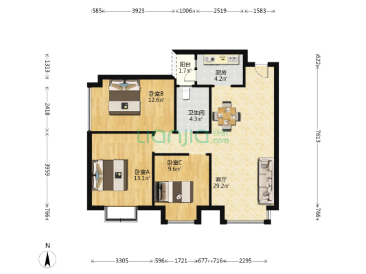苏铁中路315号 3室1厅1卫 96平方