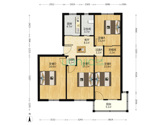 省广播电视厅 4室1厅1卫 101平方