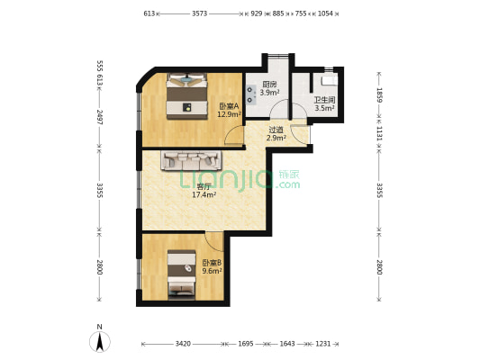 泛华大厦 2室1厅1卫 76平方