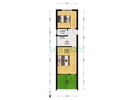 上八界巷2-6号 2室0厅1卫 45平方