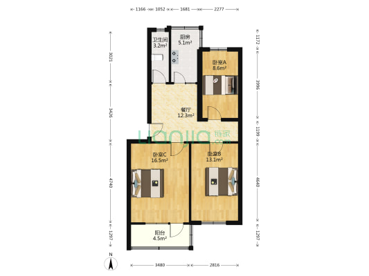 西南台子 3室1厅1卫 78平方