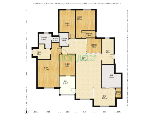 温哥华山庄北区 4室2厅3卫 201平方