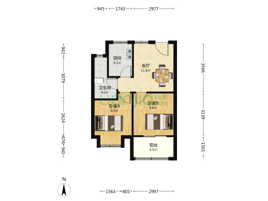东流紫园翠景苑 2室1厅1卫 60平方