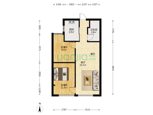 禹洲金辉里三区 2室1厅1卫 66平方
