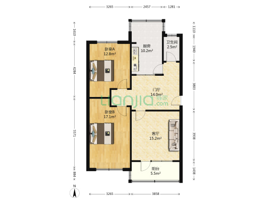 燕东新路11号 2室1厅1卫 87平方