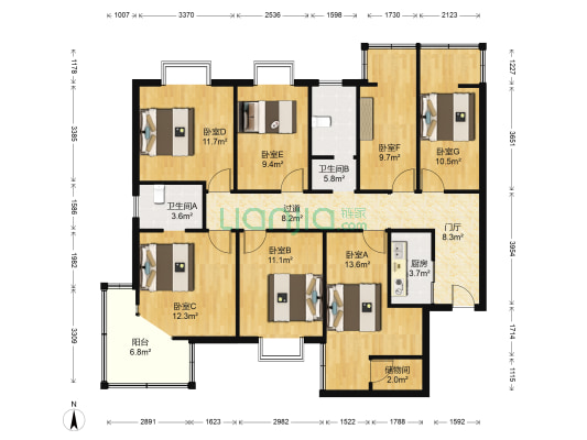 国信利德家园 7室0厅2卫 157平方