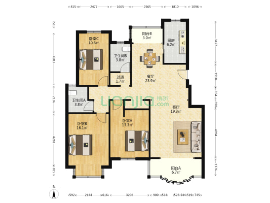 海怡花园(虹口) 3室2厅2卫 137平方