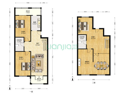 长泰公寓 3室1厅2卫 139平方