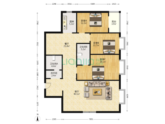 煤监局一宿舍小区 3室2厅3卫 165平方