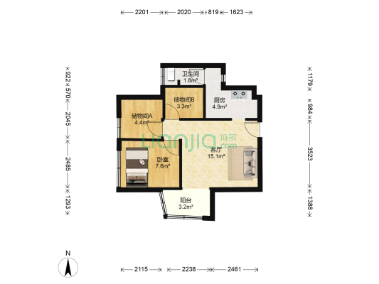 立新花园二期 1室1厅1卫 51平方