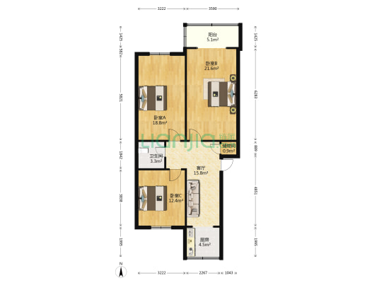 亚特大厦 3室1厅1卫 97平方