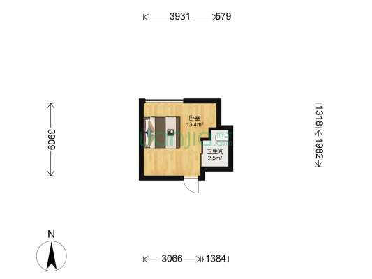 置福大厦 1室0厅1卫 27平方