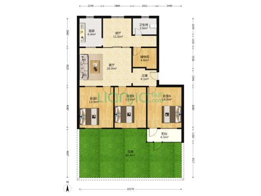 七马路151号 3室2厅1卫 182平方