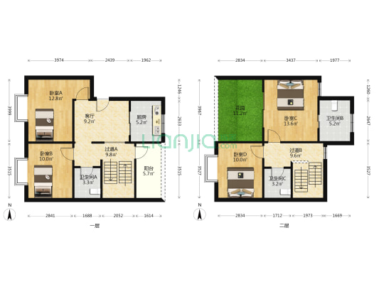 清风晓筑 4室1厅3卫 114平方