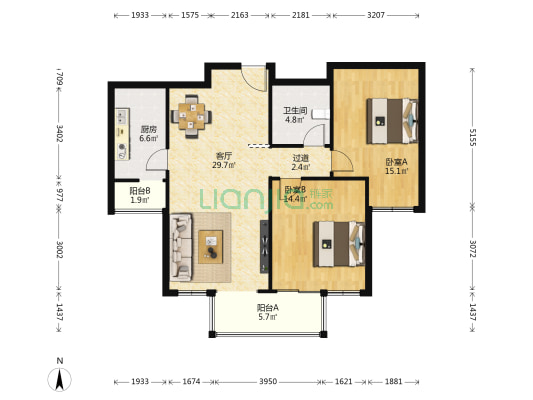 贻丰家园 2室1厅1卫 109平方