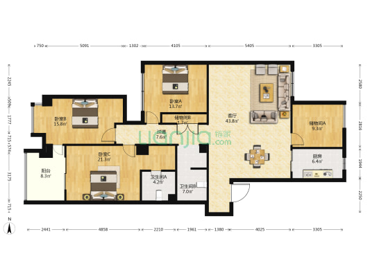 阳光大厦(乐清市) 3室1厅2卫 184平方