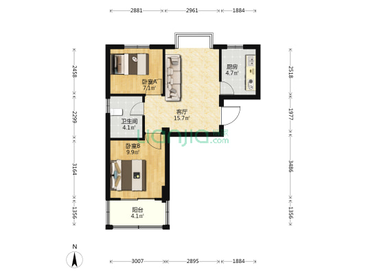 登云佳园北区 2室1厅1卫 59平方