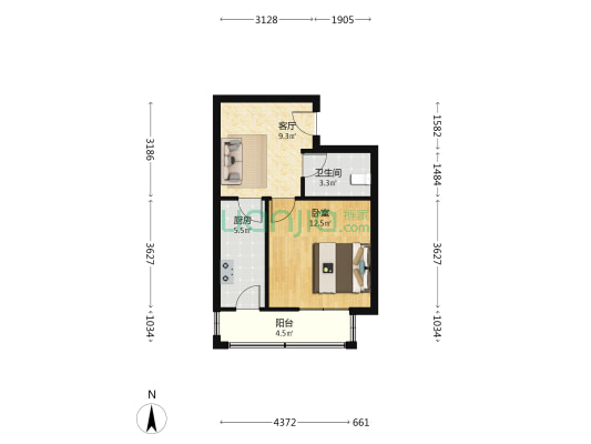 和景嘉园 1室1厅1卫 47平方
