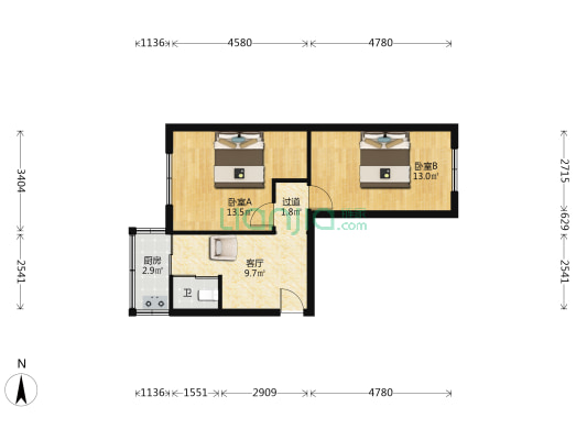 沈阳站社区 2室1厅1卫 55平方