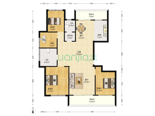 和聚园 4室2厅3卫 175平方