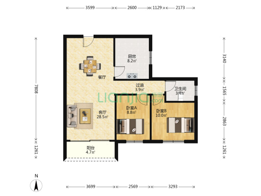 裕华广场 2室1厅1卫 70平方