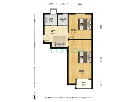 化二建十八街低层 2室1厅1卫 61平方