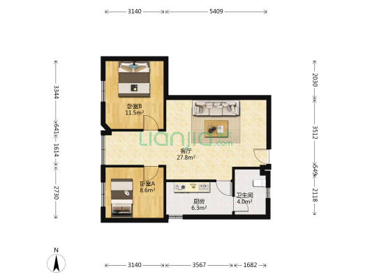花苑广场 2室1厅1卫 82平方