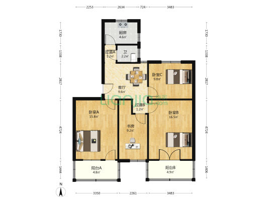 剪金新村 4室1厅1卫 96平方