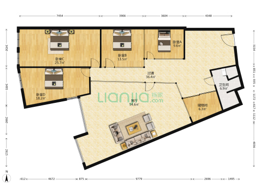 金成国贸 4室1厅1卫 236平方