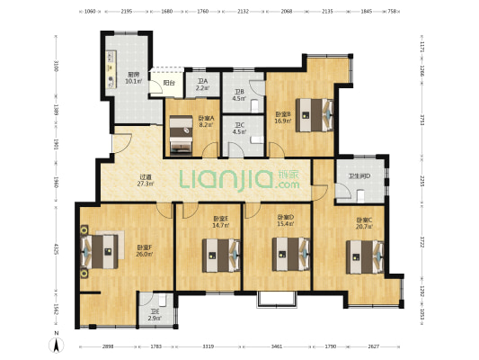 向阳花苑 6室0厅5卫 194平方