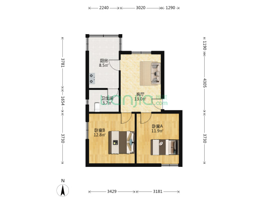 青羊北路3号 2室1厅1卫 67平方