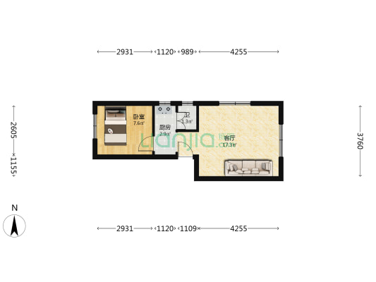 一村东东成新村 1室1厅1卫 41平方