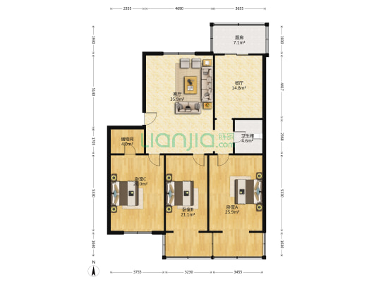 盛立苑二小区 3室2厅1卫 159平方