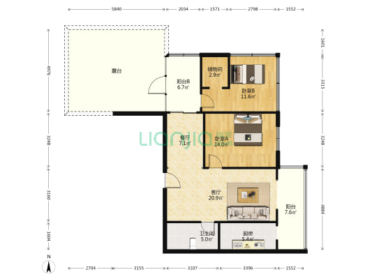 金碧园 2室2厅1卫 75平方
