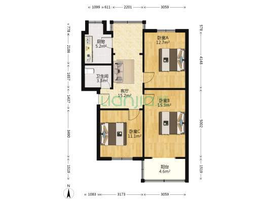 西胜街14号 3室1厅1卫 76平方