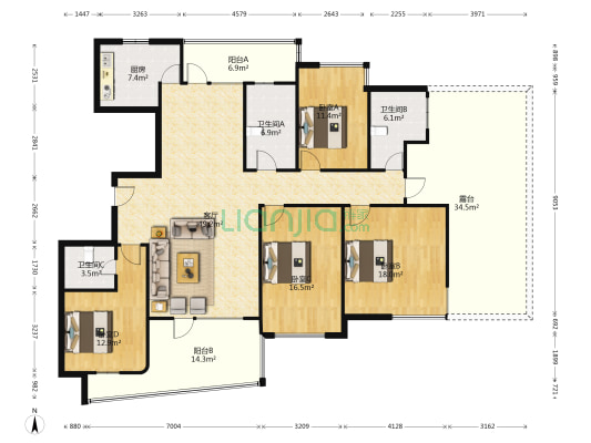 金通华府 4室1厅3卫 184平方