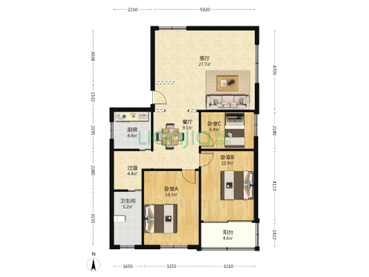 东河路709号 3室2厅1卫 112平方