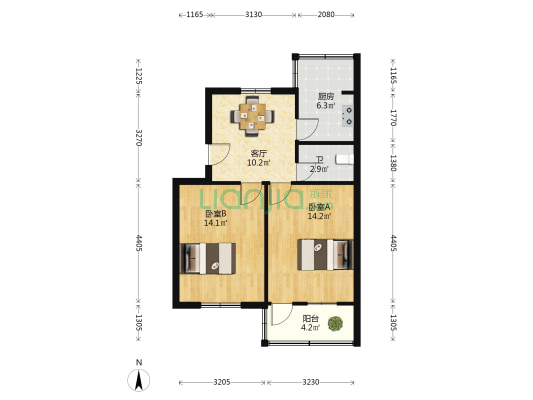 河东街 2室1厅1卫 60平方