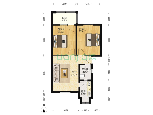 乌龙泉矿工人村 2室1厅1卫 67平方