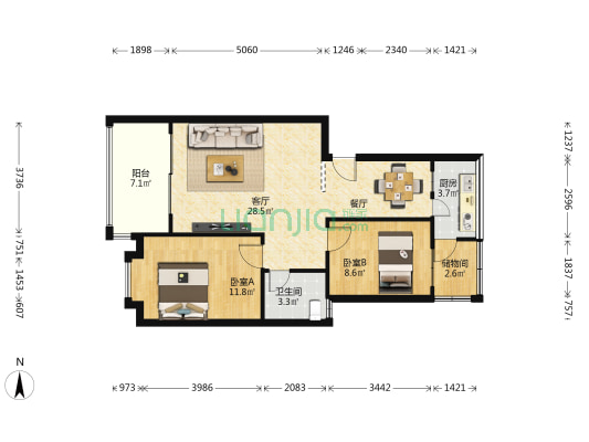 金泰园 2室1厅1卫 80平方