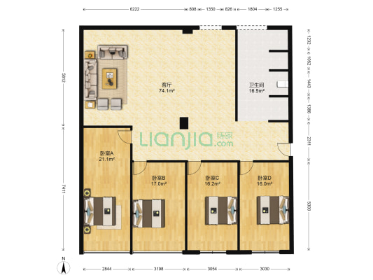 创新128 4室1厅1卫 753平方