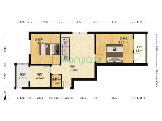 广电小区 2室2厅0卫 63平方