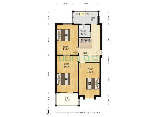 昌盛街4号院 3室1厅1卫 87平方