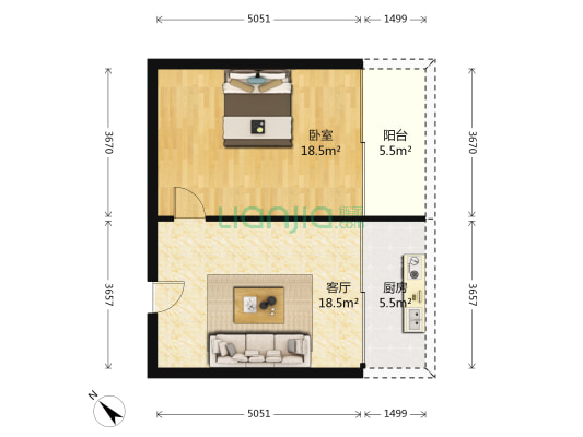 石鼓岭17号-24号宿舍 1室1厅0卫 57平方