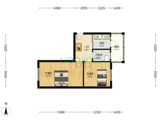 火车头街53号工务家属楼 2室0厅1卫 56平方